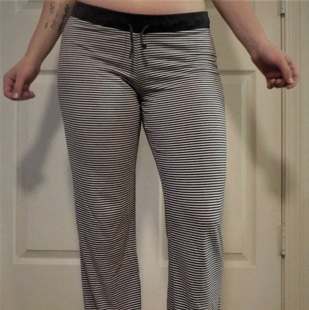 Grey striped pajamas bottoms
